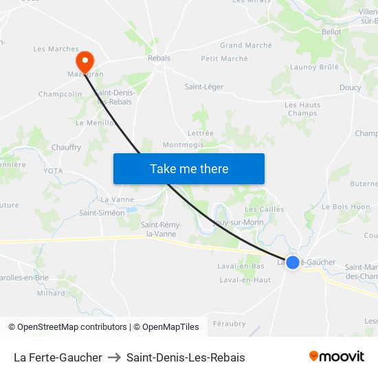 La Ferte-Gaucher to Saint-Denis-Les-Rebais map