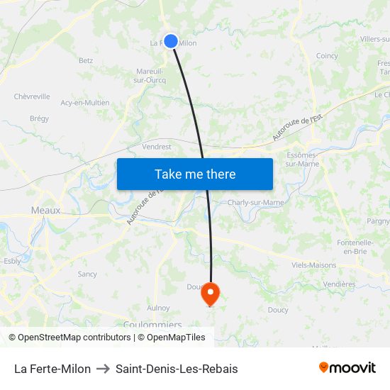 La Ferte-Milon to Saint-Denis-Les-Rebais map