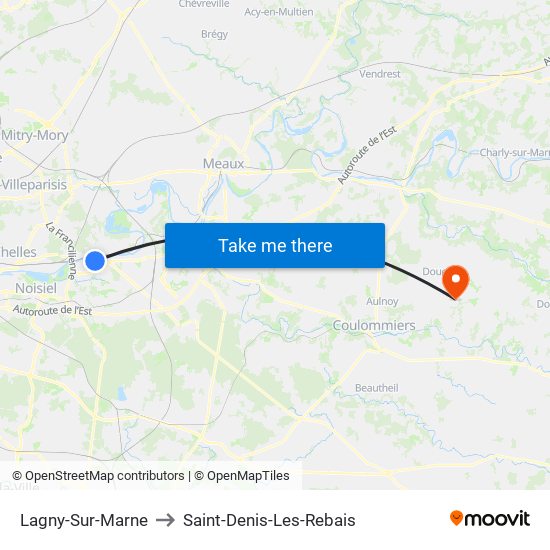 Lagny-Sur-Marne to Saint-Denis-Les-Rebais map
