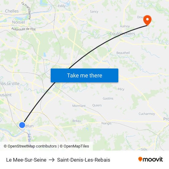 Le Mee-Sur-Seine to Saint-Denis-Les-Rebais map