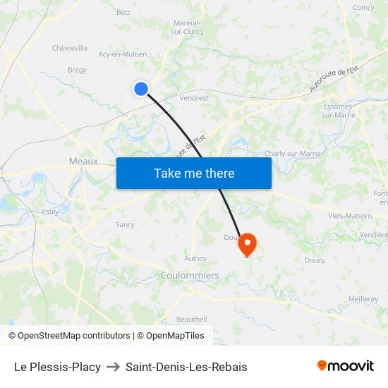 Le Plessis-Placy to Saint-Denis-Les-Rebais map