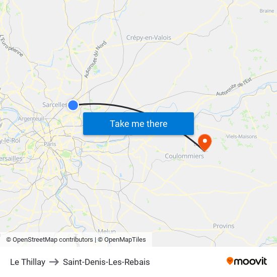 Le Thillay to Saint-Denis-Les-Rebais map
