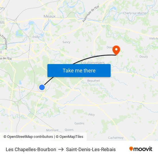 Les Chapelles-Bourbon to Saint-Denis-Les-Rebais map