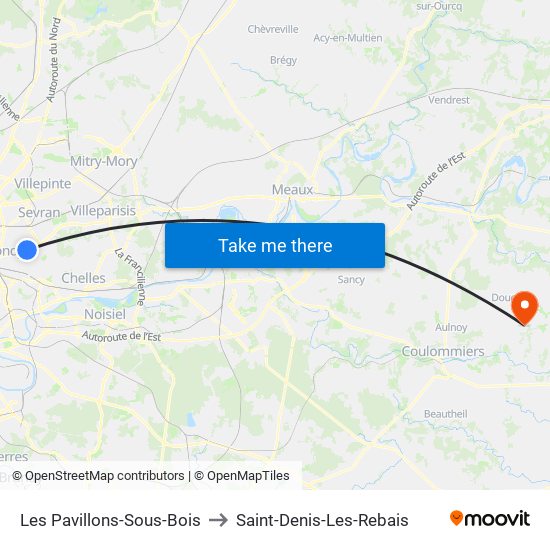 Les Pavillons-Sous-Bois to Saint-Denis-Les-Rebais map