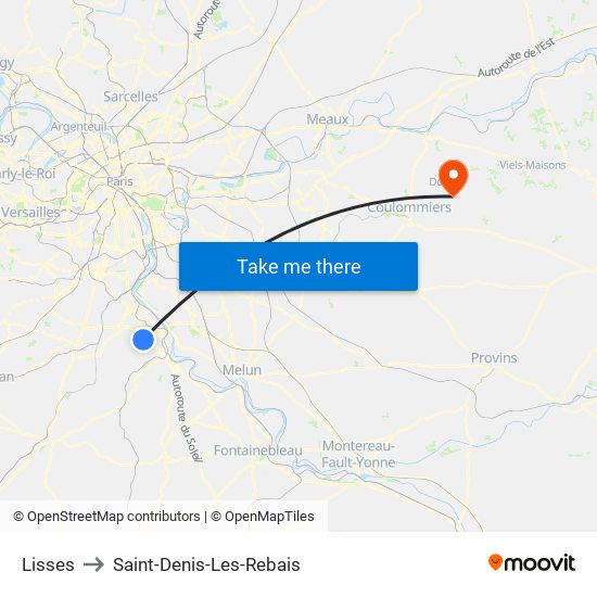 Lisses to Saint-Denis-Les-Rebais map
