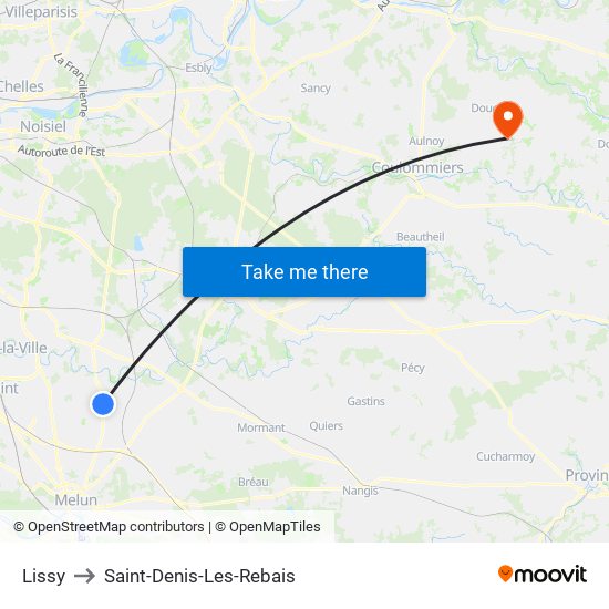Lissy to Saint-Denis-Les-Rebais map