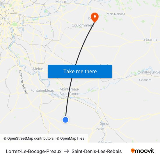 Lorrez-Le-Bocage-Preaux to Saint-Denis-Les-Rebais map