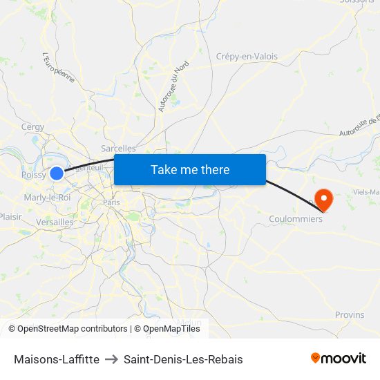 Maisons-Laffitte to Saint-Denis-Les-Rebais map
