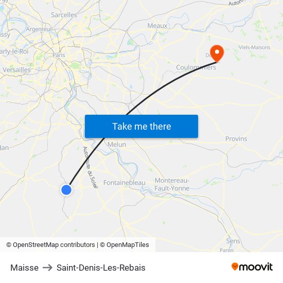 Maisse to Saint-Denis-Les-Rebais map
