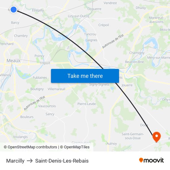 Marcilly to Saint-Denis-Les-Rebais map