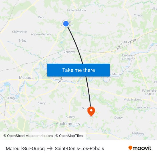 Mareuil-Sur-Ourcq to Saint-Denis-Les-Rebais map