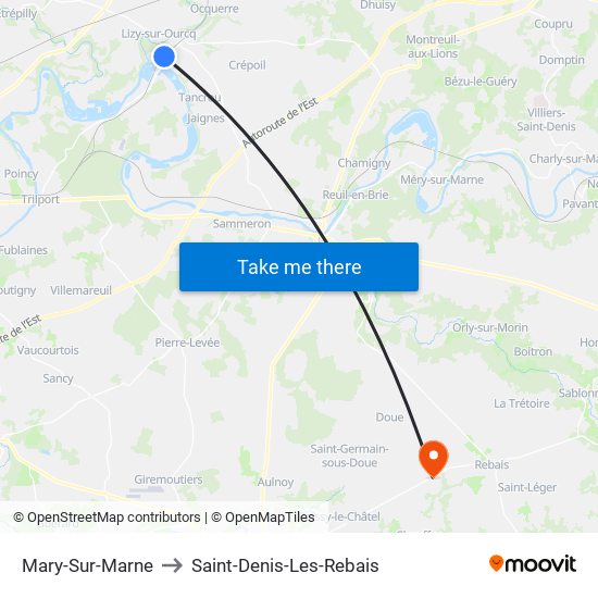 Mary-Sur-Marne to Saint-Denis-Les-Rebais map