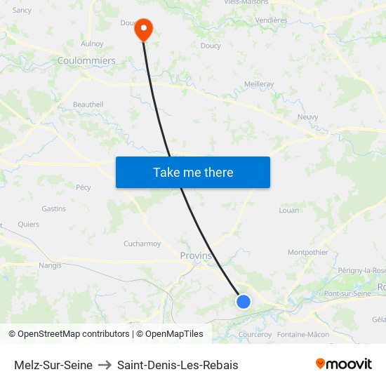 Melz-Sur-Seine to Saint-Denis-Les-Rebais map