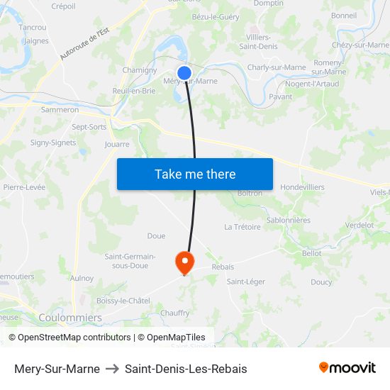 Mery-Sur-Marne to Saint-Denis-Les-Rebais map