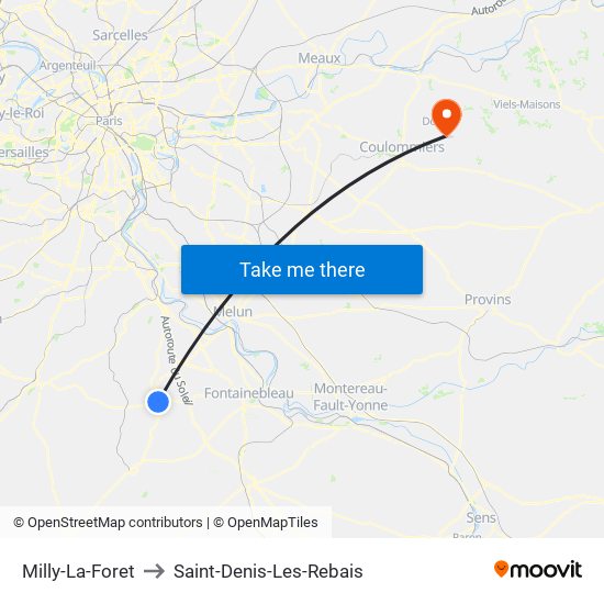 Milly-La-Foret to Saint-Denis-Les-Rebais map