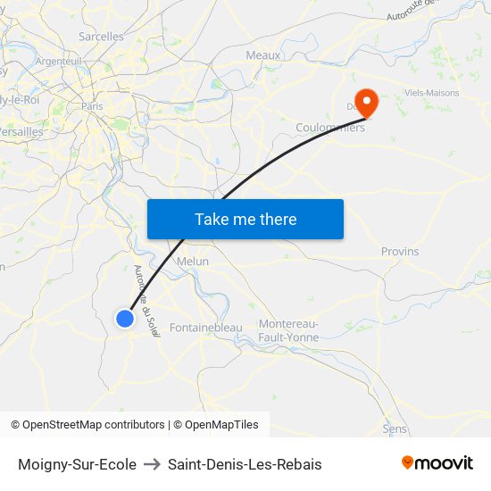 Moigny-Sur-Ecole to Saint-Denis-Les-Rebais map
