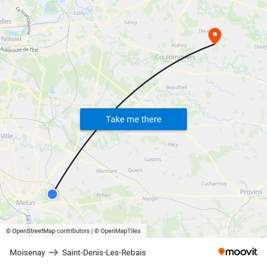 Moisenay to Saint-Denis-Les-Rebais map