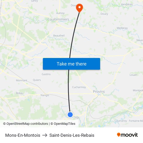 Mons-En-Montois to Saint-Denis-Les-Rebais map