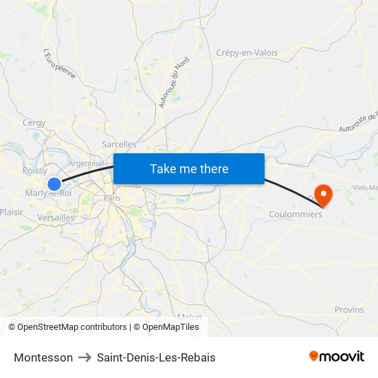 Montesson to Saint-Denis-Les-Rebais map