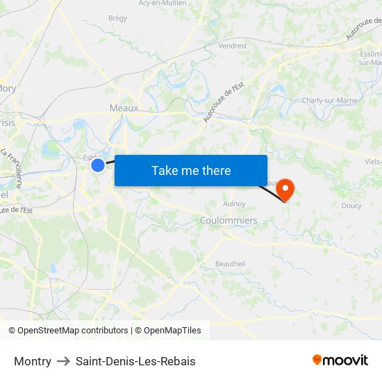 Montry to Saint-Denis-Les-Rebais map