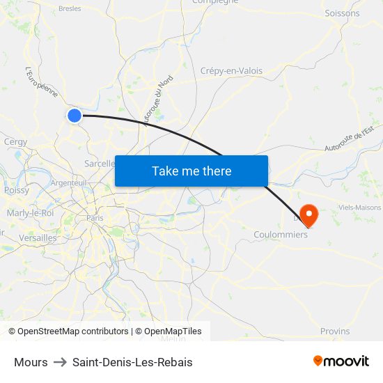 Mours to Saint-Denis-Les-Rebais map
