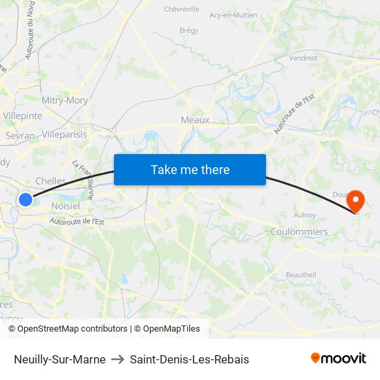 Neuilly-Sur-Marne to Saint-Denis-Les-Rebais map