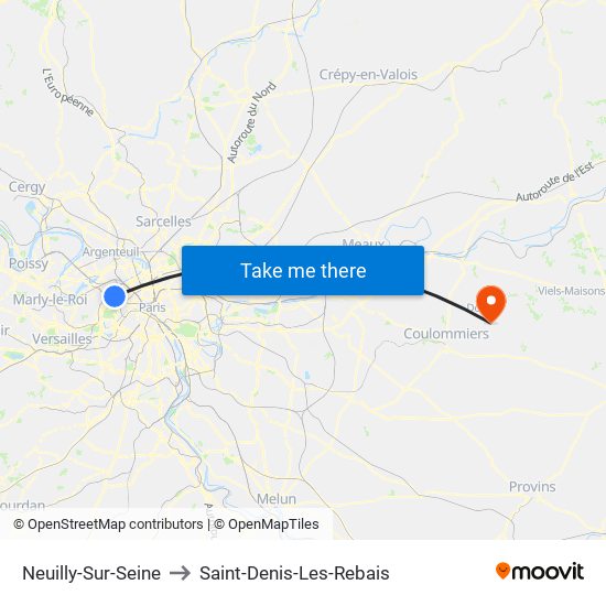 Neuilly-Sur-Seine to Saint-Denis-Les-Rebais map