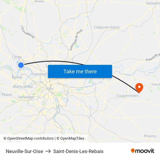 Neuville-Sur-Oise to Saint-Denis-Les-Rebais map