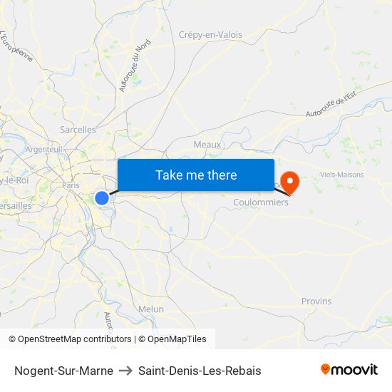 Nogent-Sur-Marne to Saint-Denis-Les-Rebais map