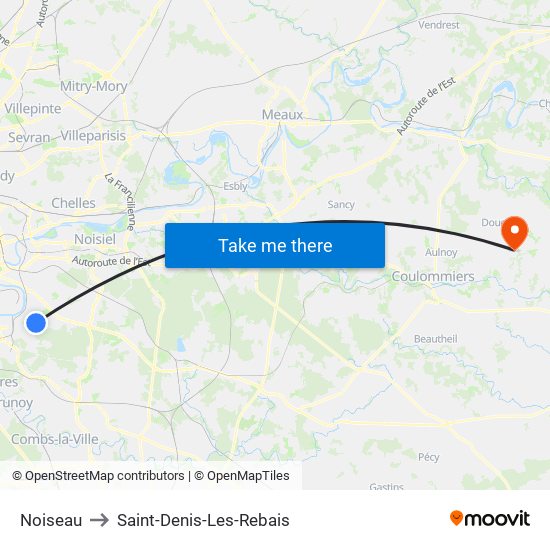 Noiseau to Saint-Denis-Les-Rebais map