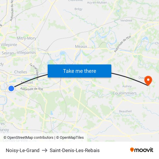 Noisy-Le-Grand to Saint-Denis-Les-Rebais map
