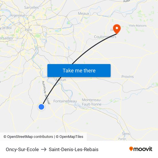 Oncy-Sur-Ecole to Saint-Denis-Les-Rebais map