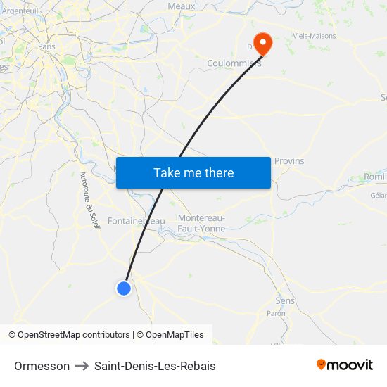 Ormesson to Saint-Denis-Les-Rebais map