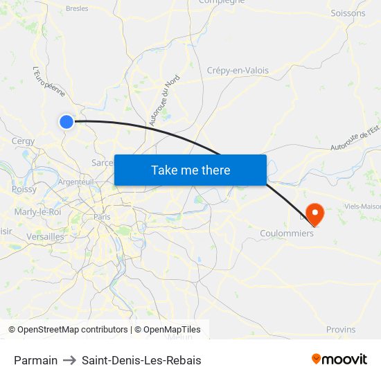 Parmain to Saint-Denis-Les-Rebais map