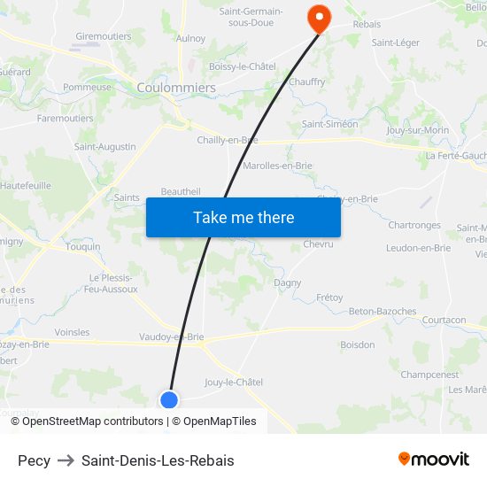 Pecy to Saint-Denis-Les-Rebais map