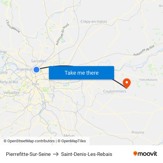 Pierrefitte-Sur-Seine to Saint-Denis-Les-Rebais map