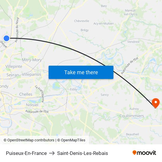 Puiseux-En-France to Saint-Denis-Les-Rebais map