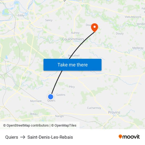 Quiers to Saint-Denis-Les-Rebais map