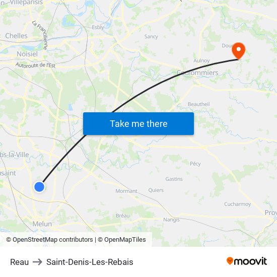 Reau to Saint-Denis-Les-Rebais map