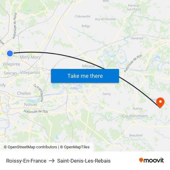 Roissy-En-France to Saint-Denis-Les-Rebais map