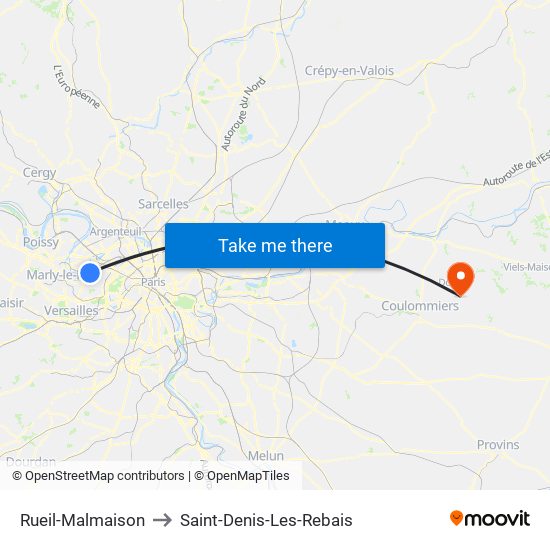 Rueil-Malmaison to Saint-Denis-Les-Rebais map