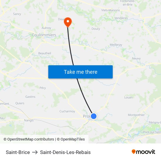 Saint-Brice to Saint-Denis-Les-Rebais map
