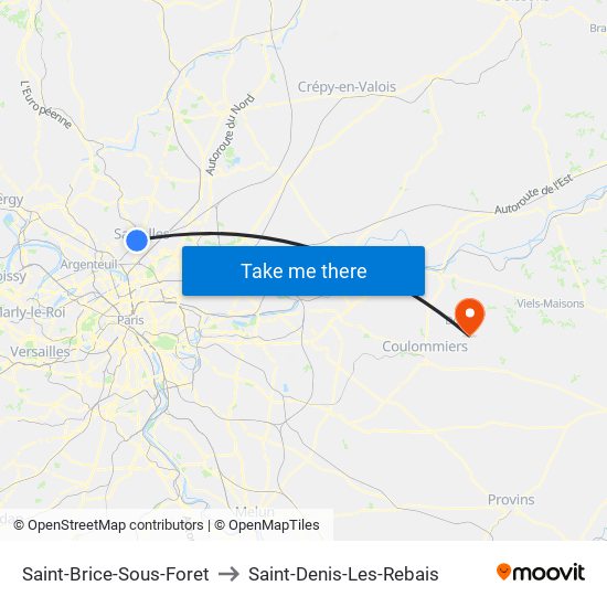 Saint-Brice-Sous-Foret to Saint-Denis-Les-Rebais map