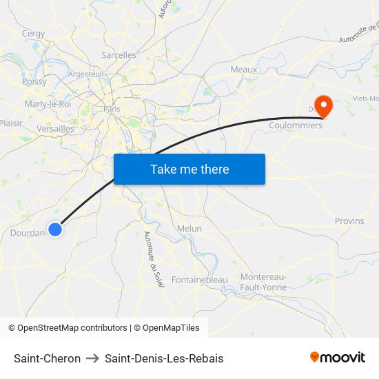 Saint-Cheron to Saint-Denis-Les-Rebais map