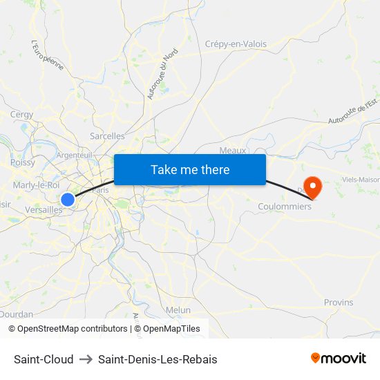 Saint-Cloud to Saint-Denis-Les-Rebais map