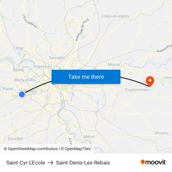 Saint-Cyr-L'Ecole to Saint-Denis-Les-Rebais map