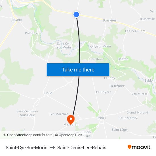 Saint-Cyr-Sur-Morin to Saint-Denis-Les-Rebais map