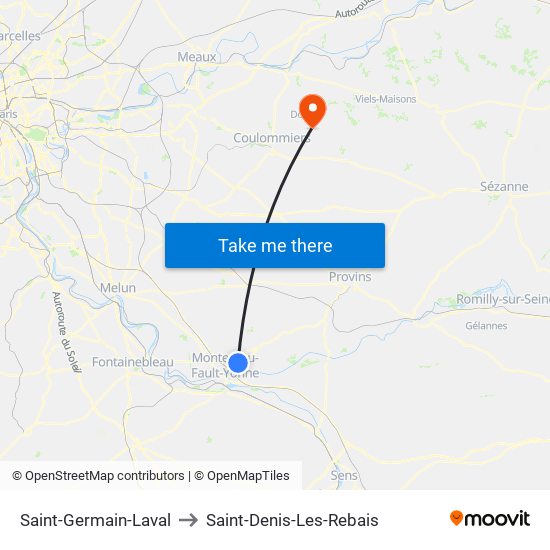 Saint-Germain-Laval to Saint-Denis-Les-Rebais map
