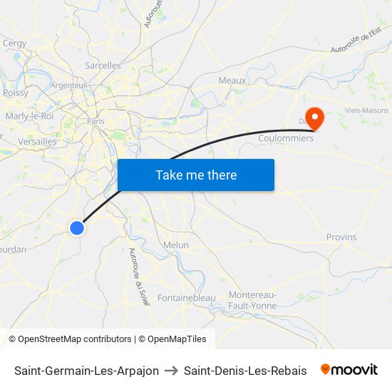 Saint-Germain-Les-Arpajon to Saint-Denis-Les-Rebais map