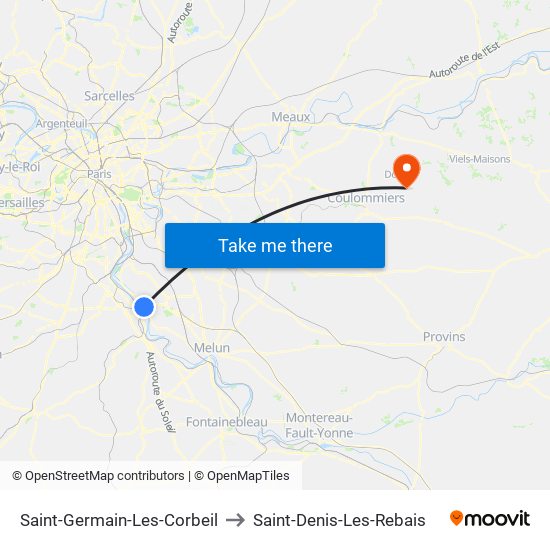 Saint-Germain-Les-Corbeil to Saint-Denis-Les-Rebais map